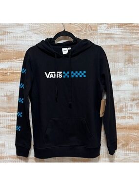 Vans Black Checkered Logo Hoodie in Size XS
